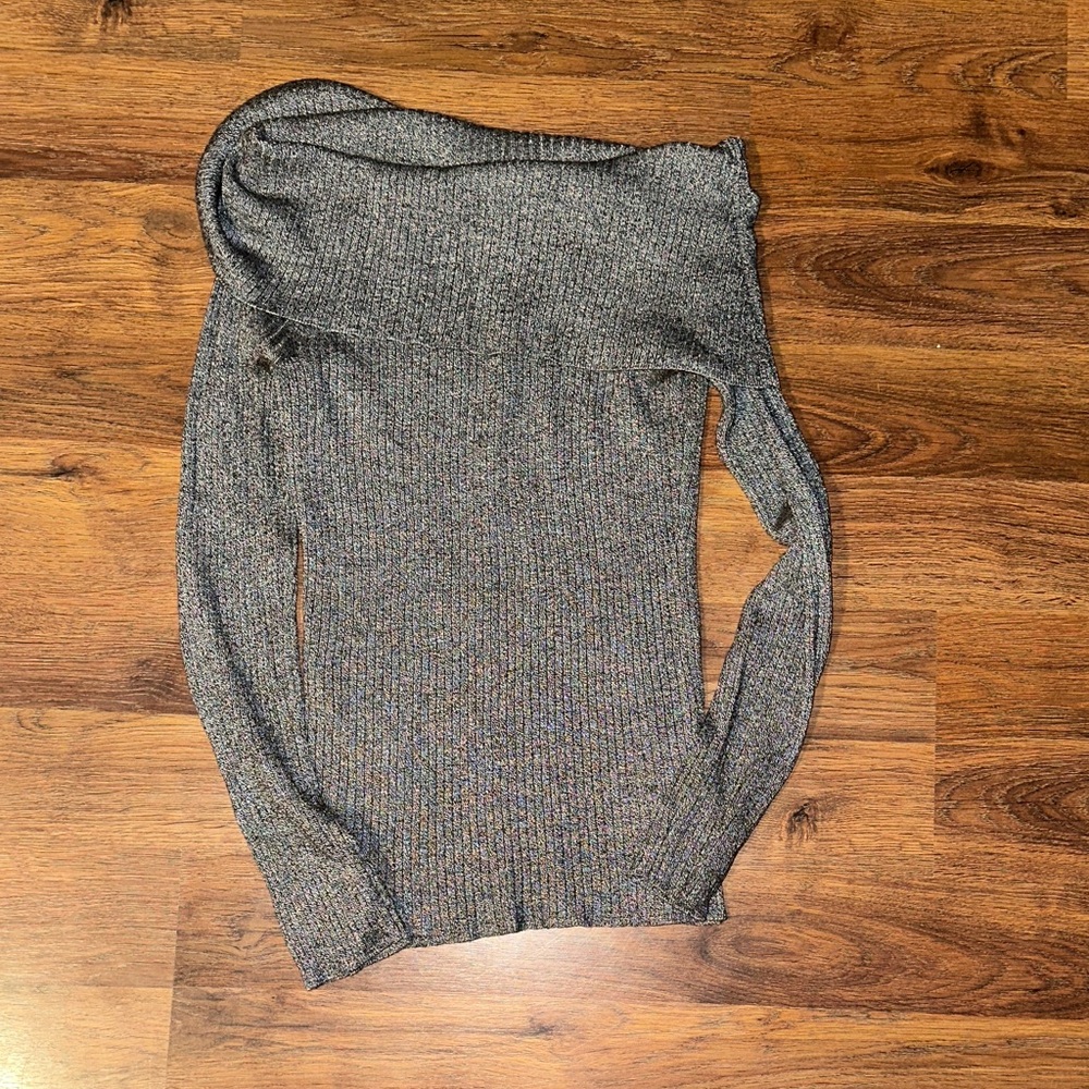 Jennifer Lopez Charcoal Off-Shoulder Sweater